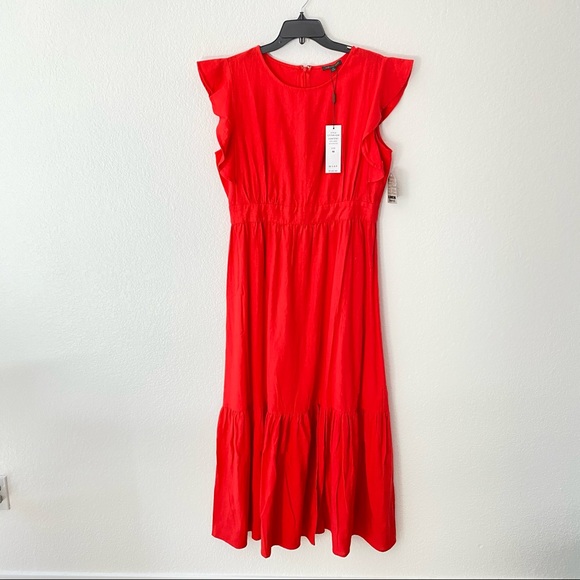 For Cynthia Dresses & Skirts - For Cynthia Red Linen Blend Maxi Dress Size M